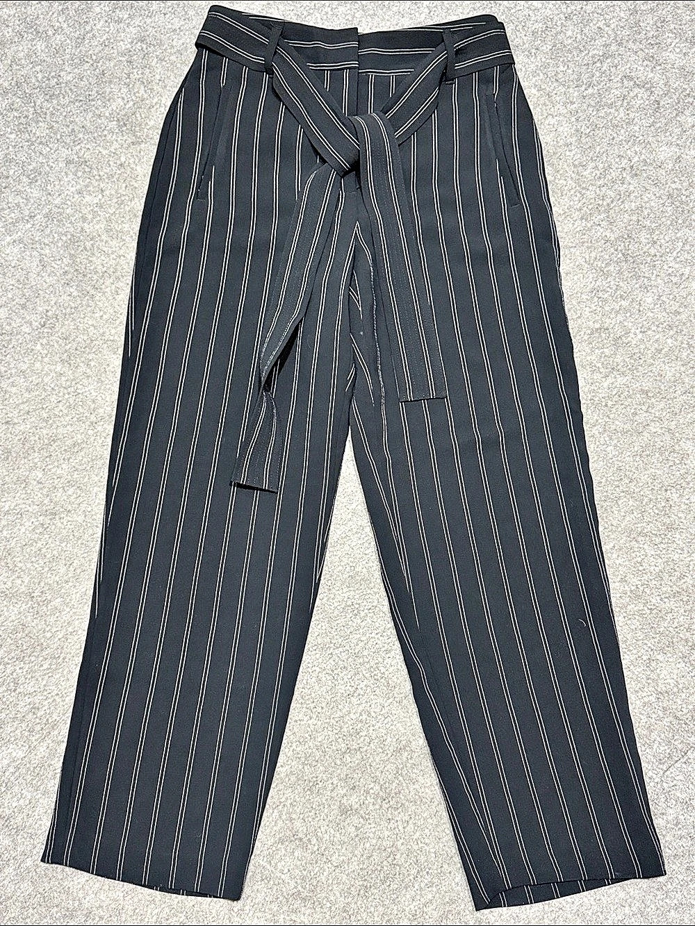 Wilfred Tie-Front Pant Striped Wide Leg Trousers in Black & White